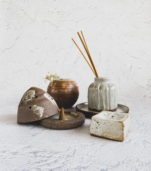 vase and incense stand